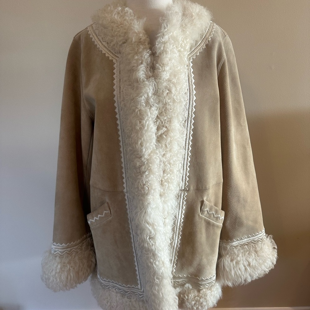 Cream Suede Lamb Hair Jacket